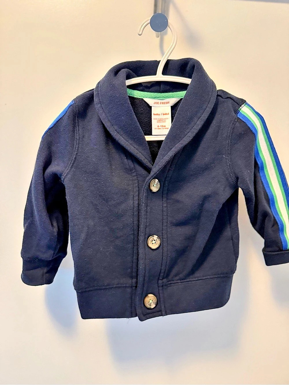 Joe Fresh Baby Blue & Green Color Block Jacket 6-12M